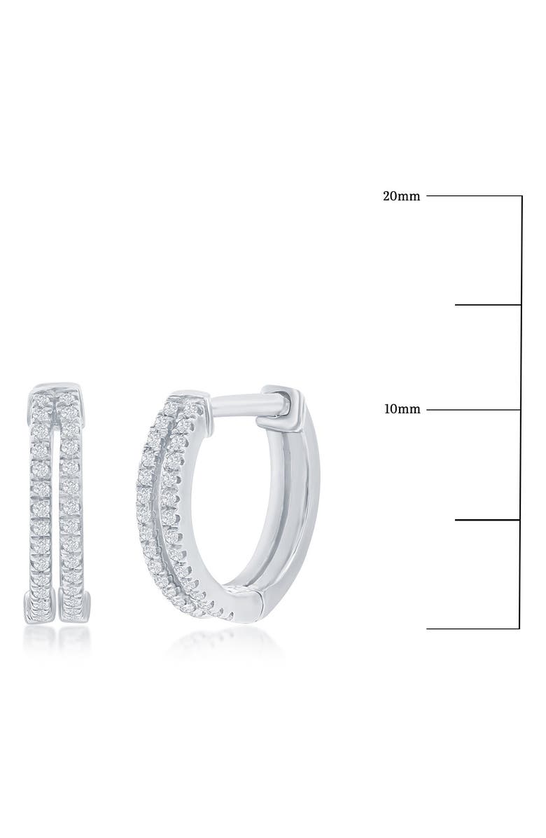 SIMONA Sterling Silver Pavé Diamond Double Row Huggie Hoop Earrings - 0.12ct., Alternate, color,