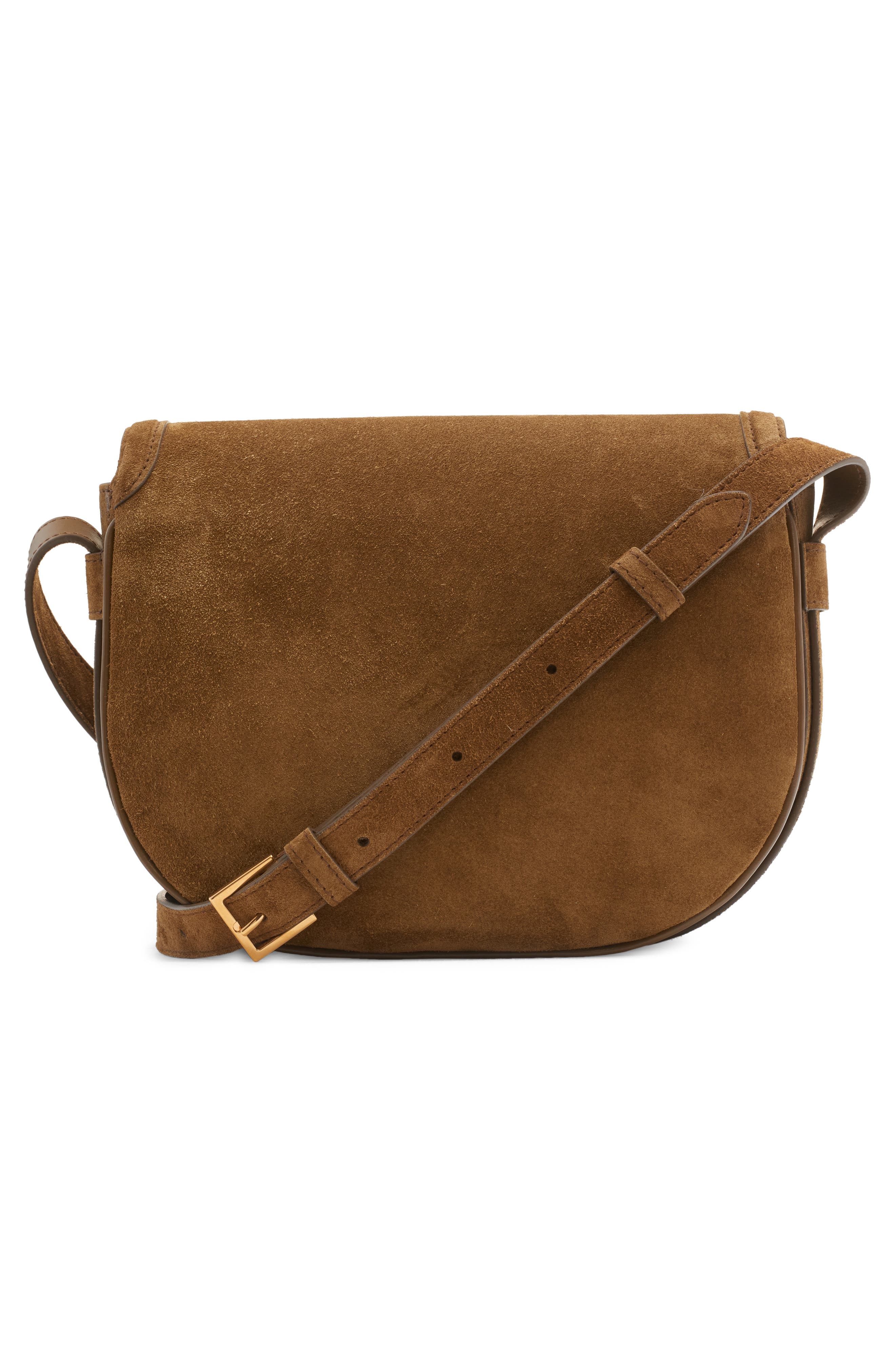 TOM FORD Wallis Suede Saddle Crossbody Bag, Alternate, color, 