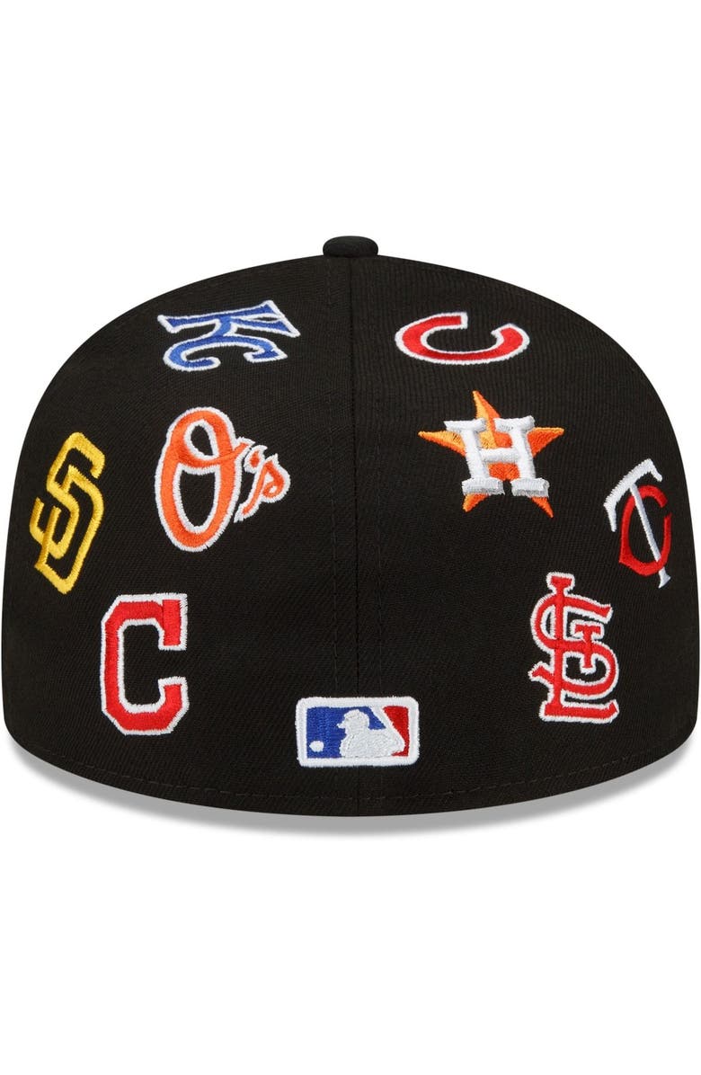 New Era Men's New Era Black MLB Allover Team Logo 59FIFTY Fitted Hat, Alternate, color, 