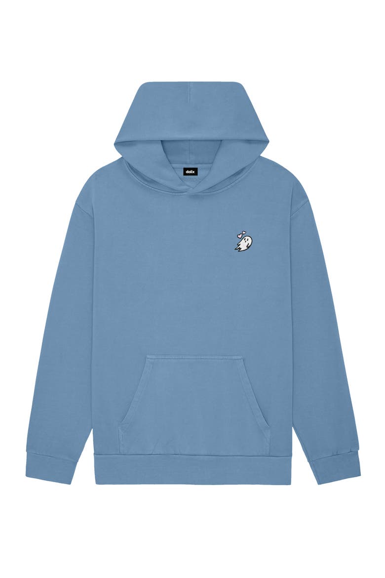 Womens Heartly Ghost Midweight Fleece Relaxed Hooded Sweatshirt, Main, color, Pebble Blue