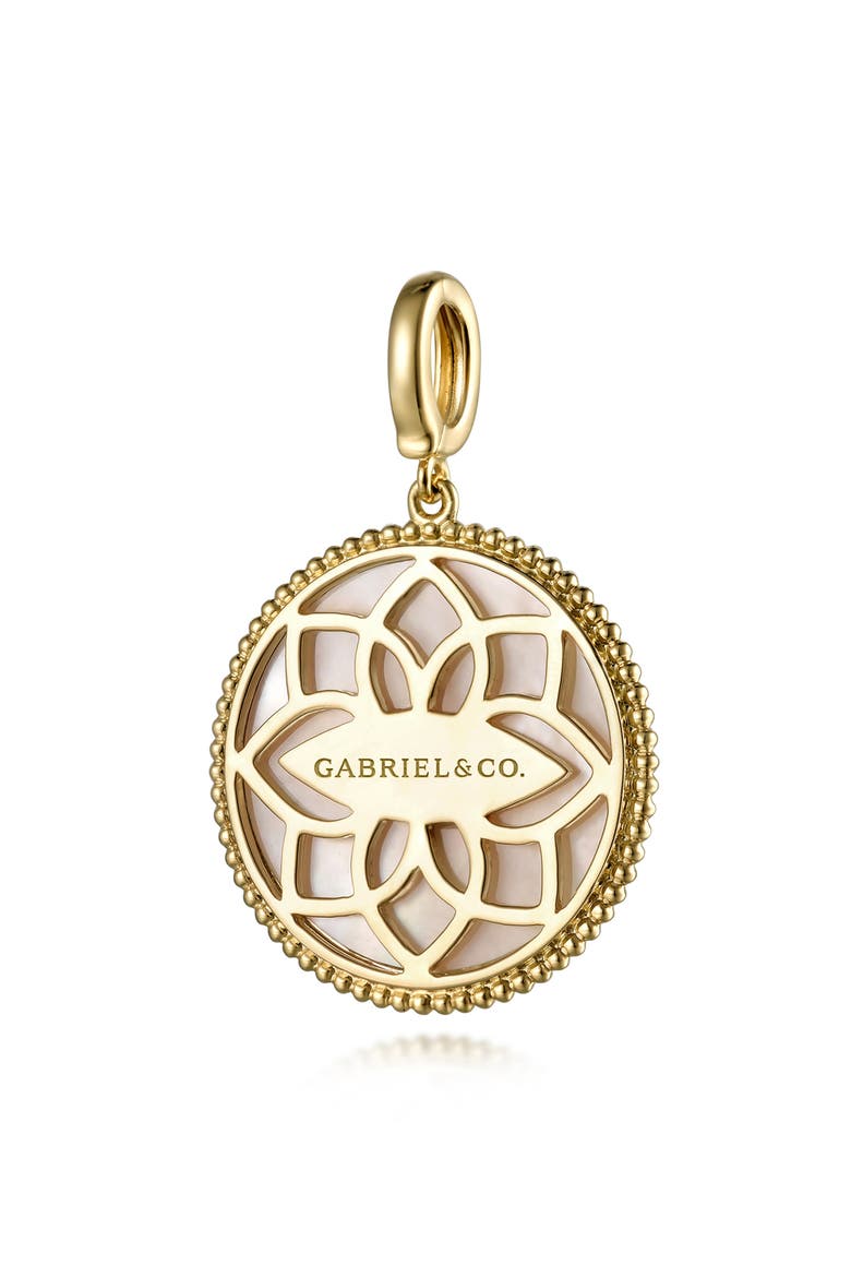 14k Gold Diamond & Mother of Pearl Compass Pendant, Alternate, color, 14K YELLOW GOLD