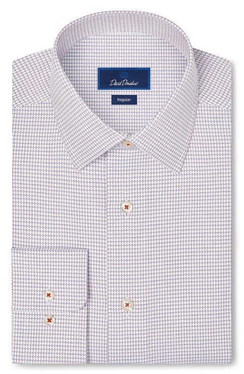 Regular Fit Micro Check Pima Cotton Dress Shirt