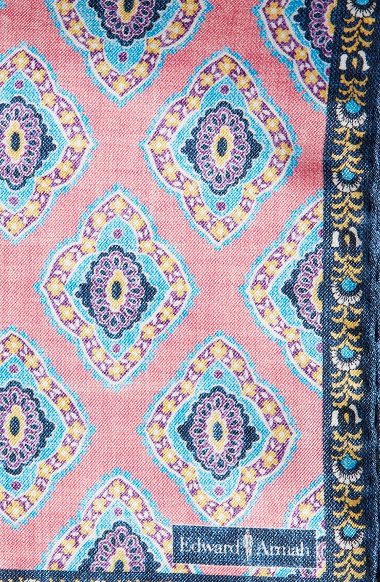 EDWARD ARMAH Diamond Medallion Silk Pocket Square, Alternate, color,