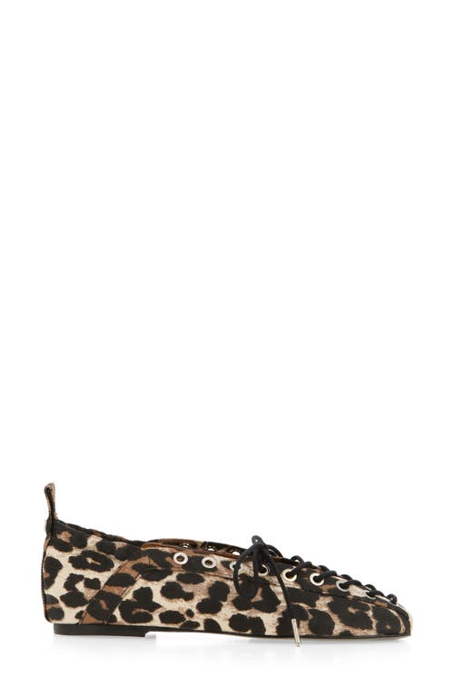 Shop Ganni Ghillie Ballerina Flat In Leopard