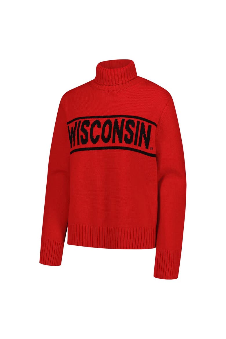Women's Gameday Social Red Wisconsin Badgers Chenille Turtleneck Sweater, Alternate, color, Red