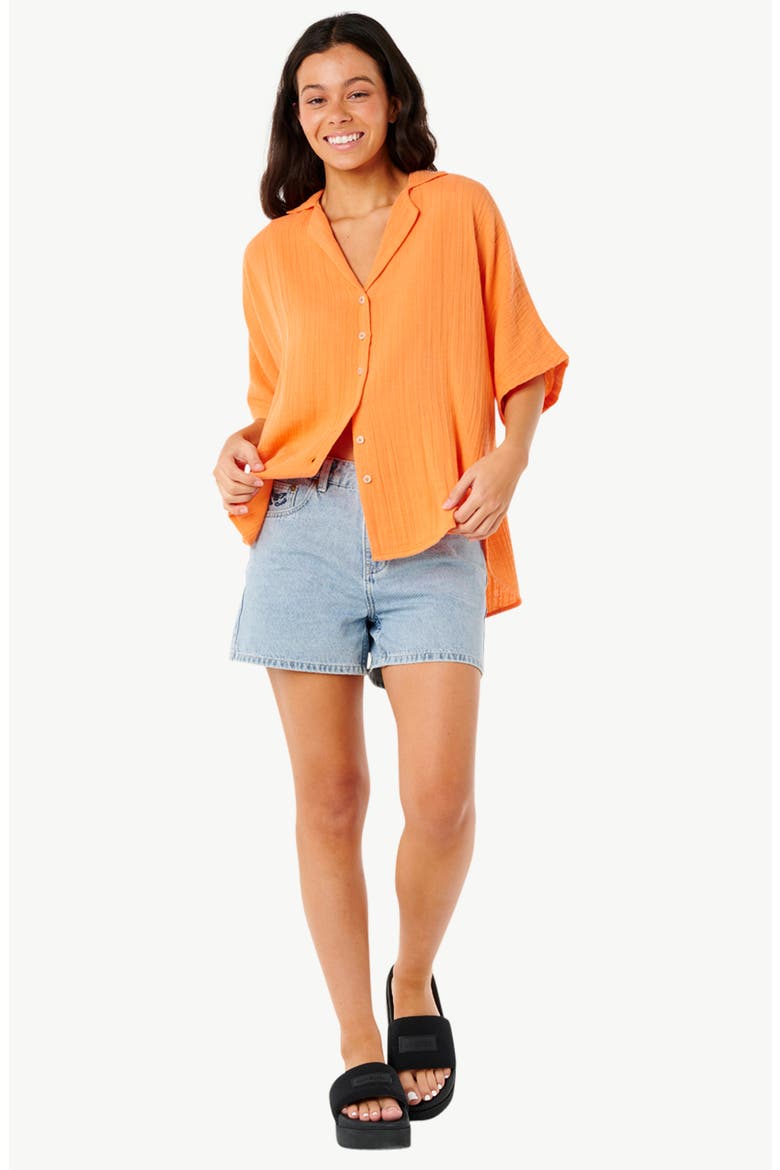 Premium Surf Cotton Gauze Button-Up Shirt, Alternate, color, LIGHT ORANGE