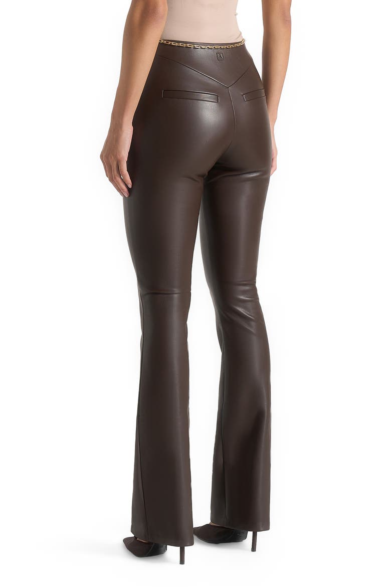 Ninon Leather Fit And Flare Leggings With Chain, Alternate, color, Brown