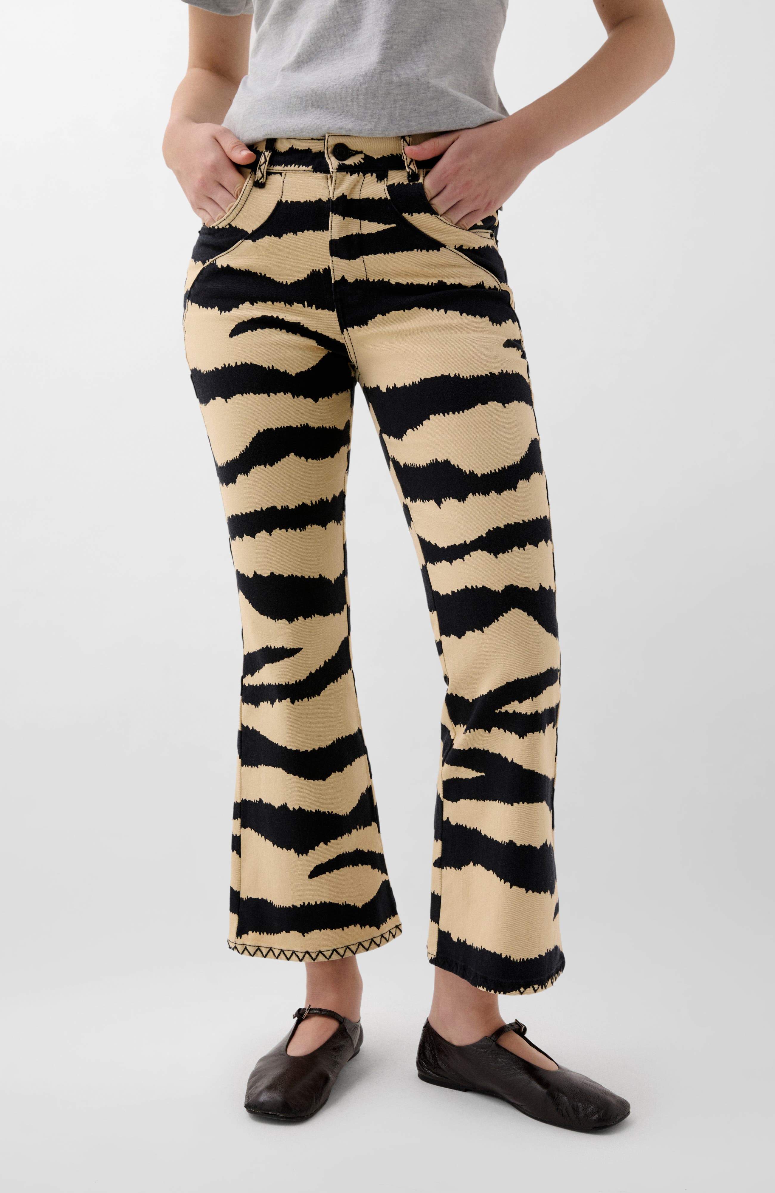 Ankle Zebra Denim Pant