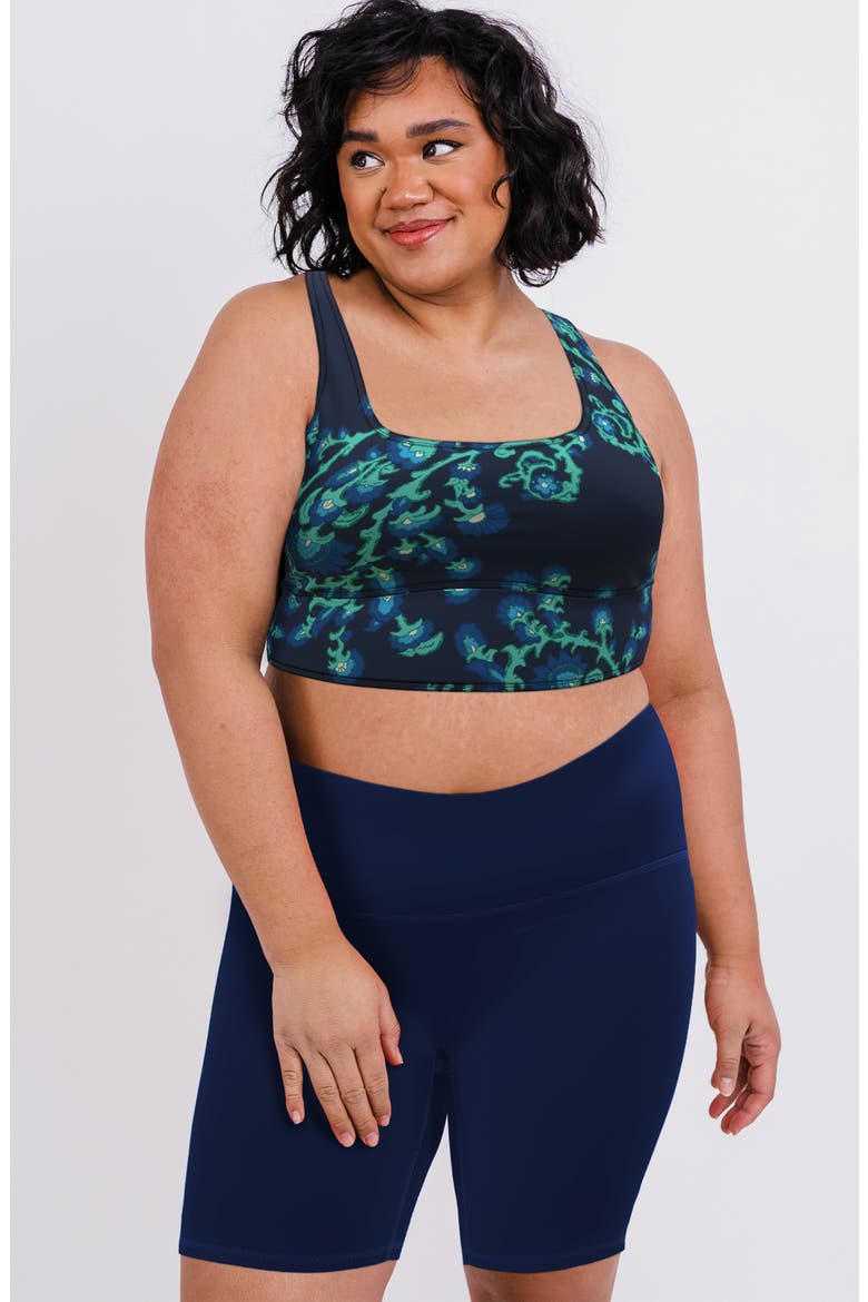 Plus Size Tummy Control Long Bike Swim Shorts, Alternate, color, Navy