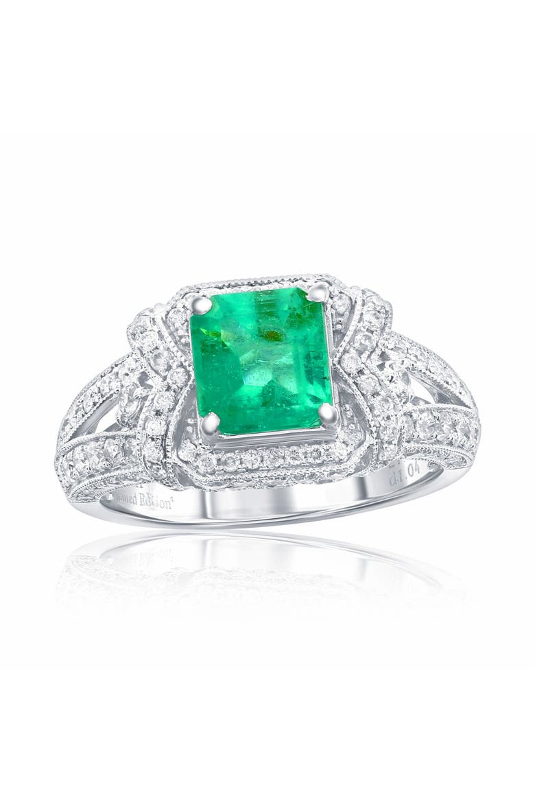 14K Gold 1.81ct Emerald & 1.04cttw Diamond Ring, Main, color, Green