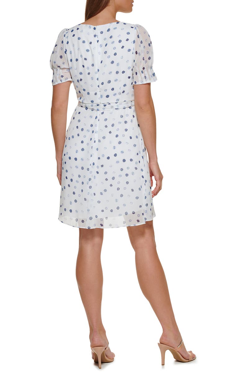 DKNY Polka Dot Fit & Flare Minidress, Alternate, color,