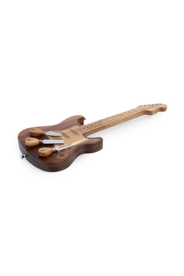 Guitar Legend Cheese Board & Tools Set, Alternate, color, Acacia Wood