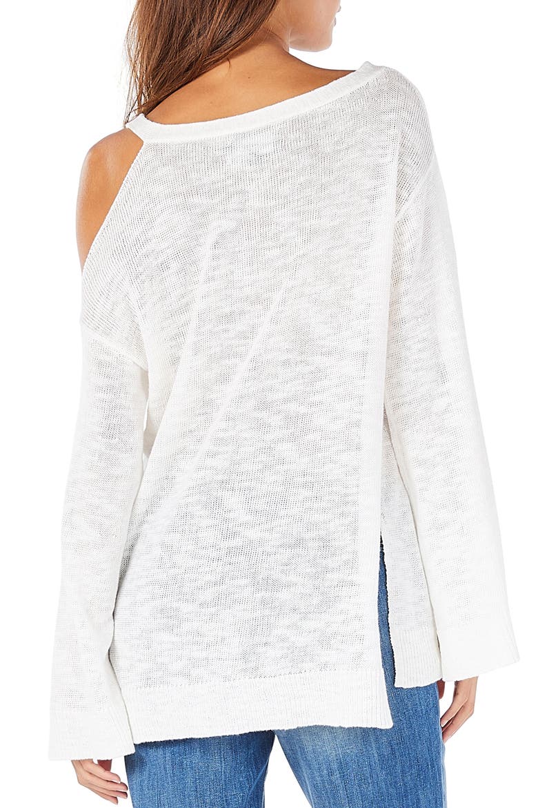 Cutout Shoulder Tunic Sweater, Alternate, color, CHALK
