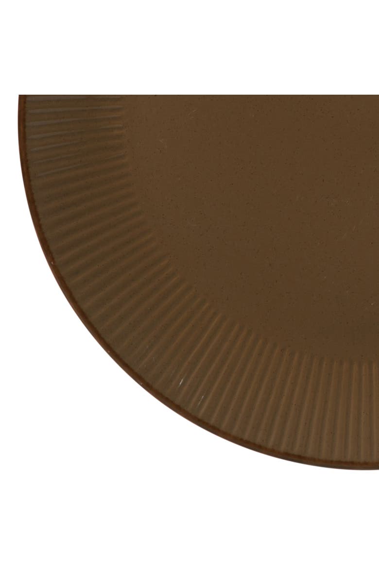 Plates and Bowls Set 12 Piece Ribbed Solid Color Dinnerware Set for 4, Alternate, color, Brown