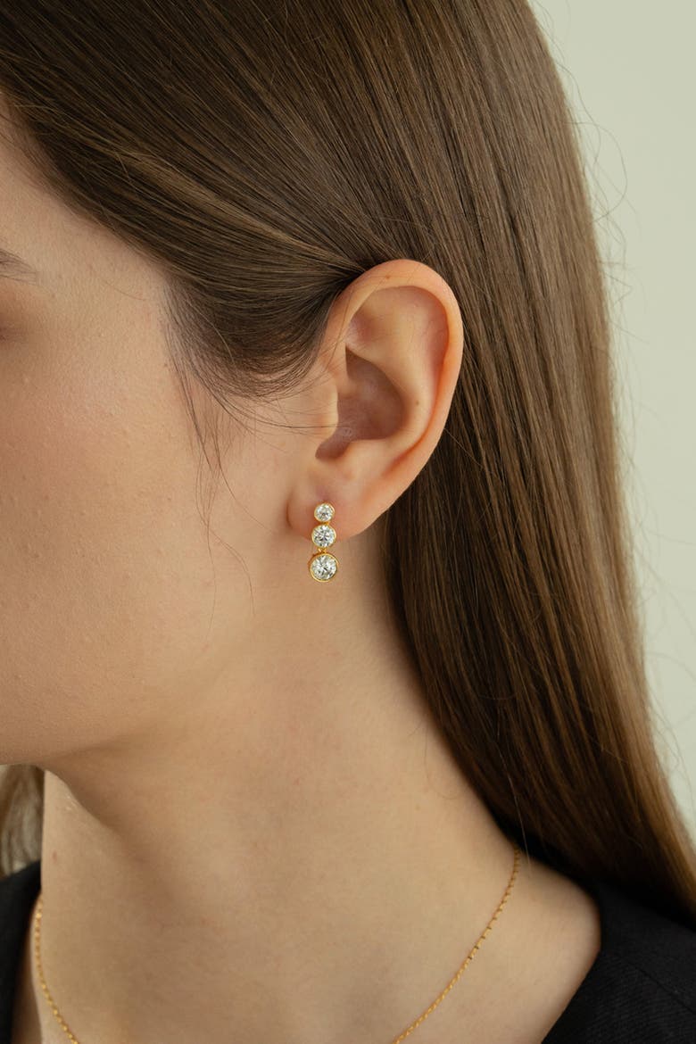 Sterling Silver 18k Gold Plated Gabriella Earrings Dainty Statement, Alternate, color, Gold