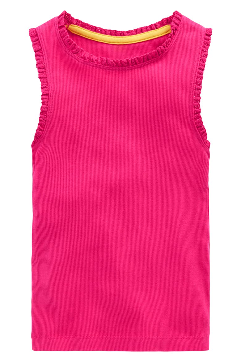 Kids' Rib Lace Trim Tank, Main, color, PINK PEONY