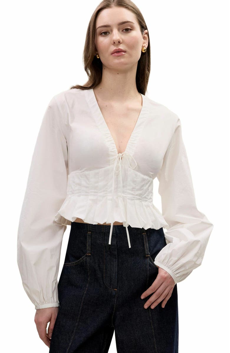 Rebecca Taylor Yara Poplin Blouse, Alternate, color, Milk