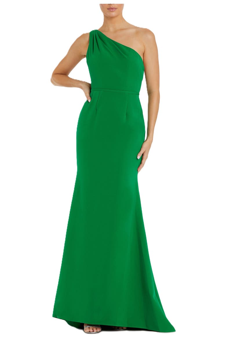 Mac Duggal One Shoulder Jersey Mermaid Gown, Main, color, Emerald