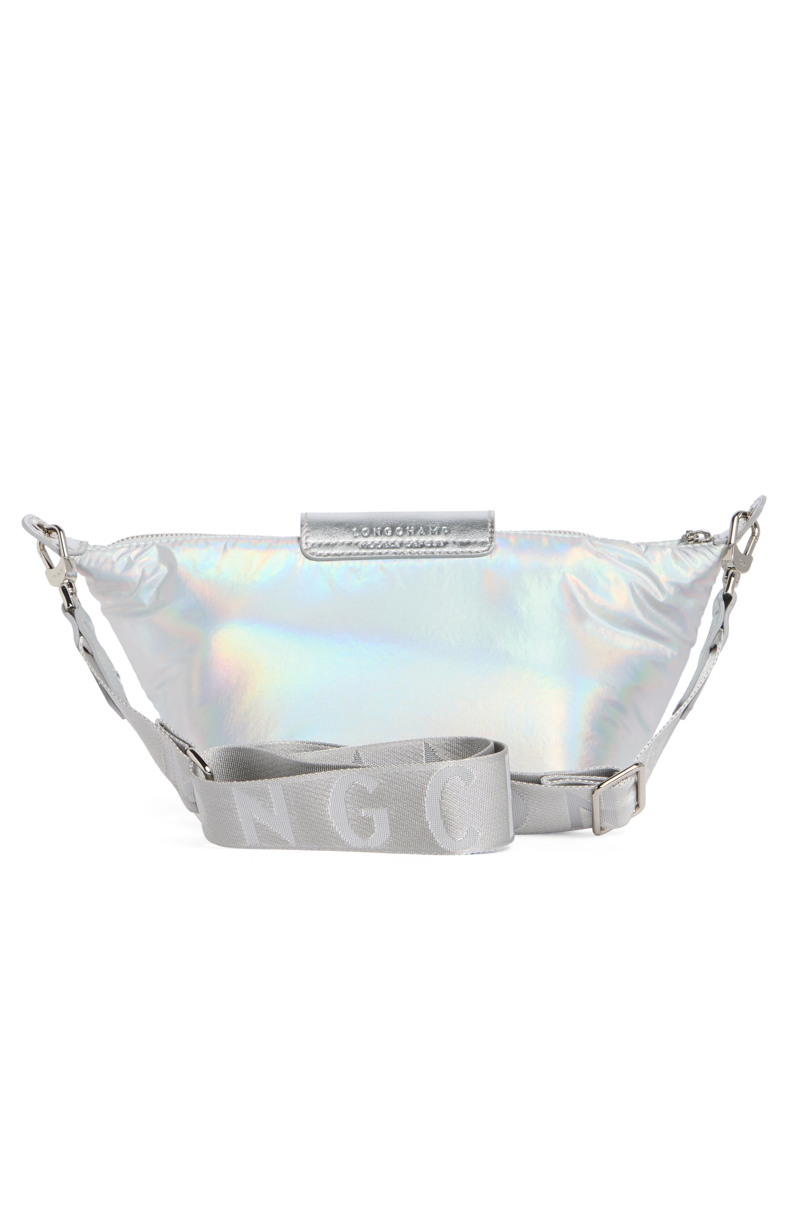 Longchamp Le Pliage Futuristic Crossbody Bag, Alternate, color, Silver