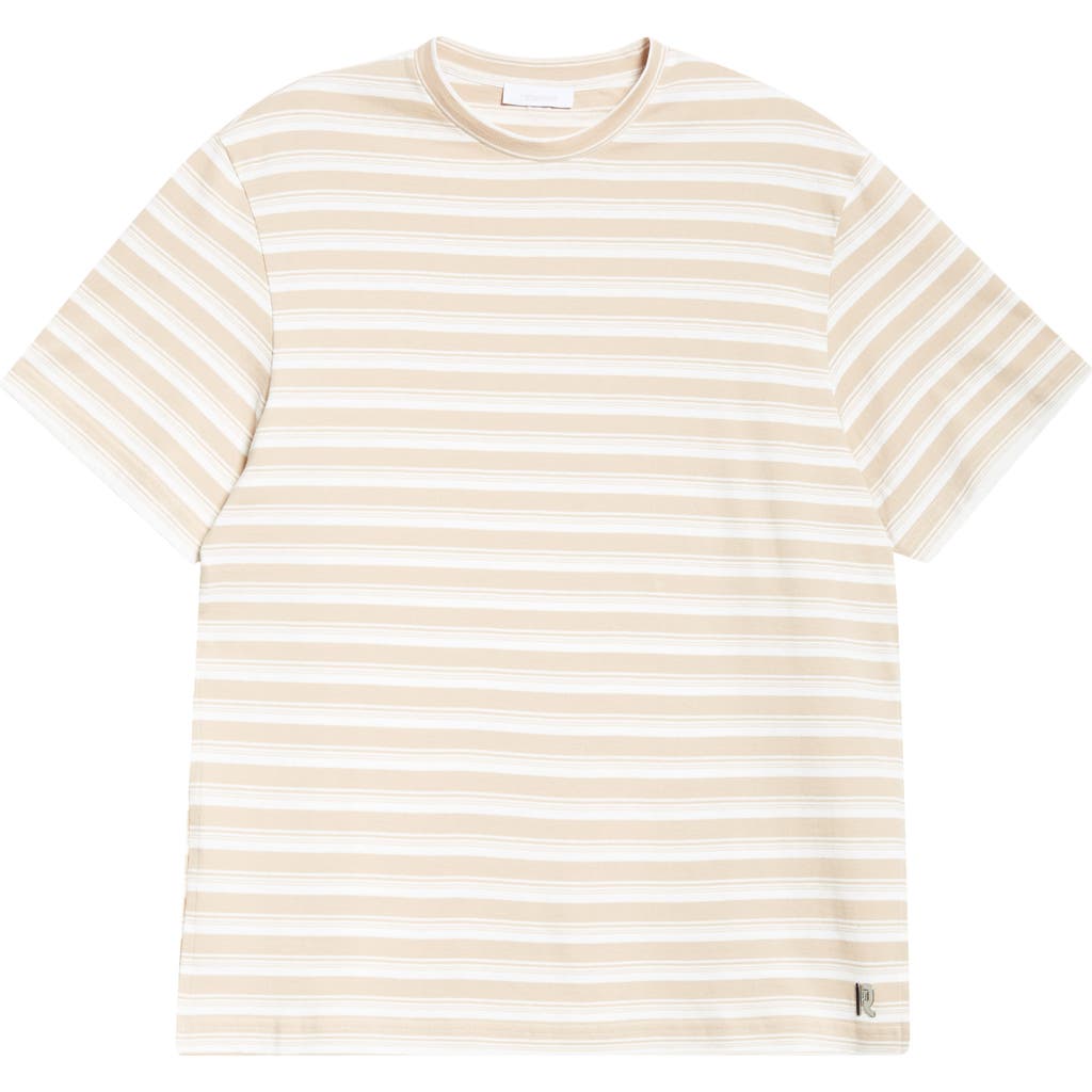 Shop Rabanne Stripe Cotton T-shirt In Rayures Beige Blanc