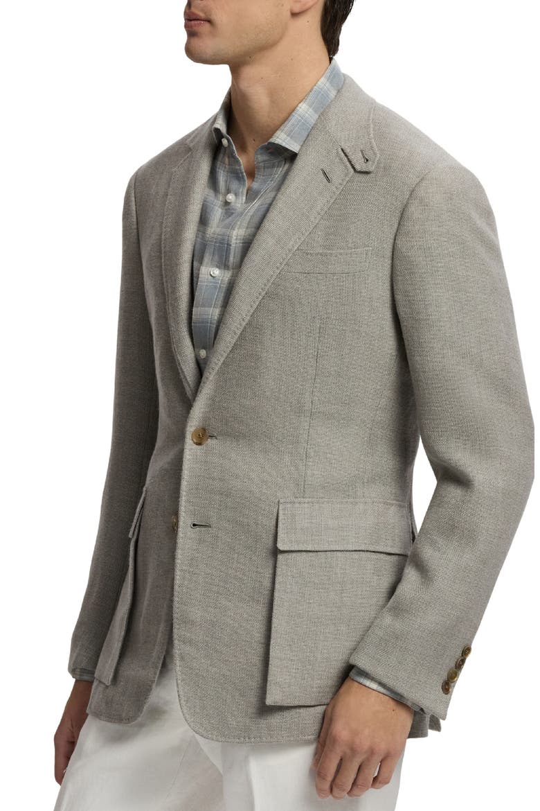 Textured Open Weave Cashmere and Wool Sport Coat, Alternate, color, PEARL GREY