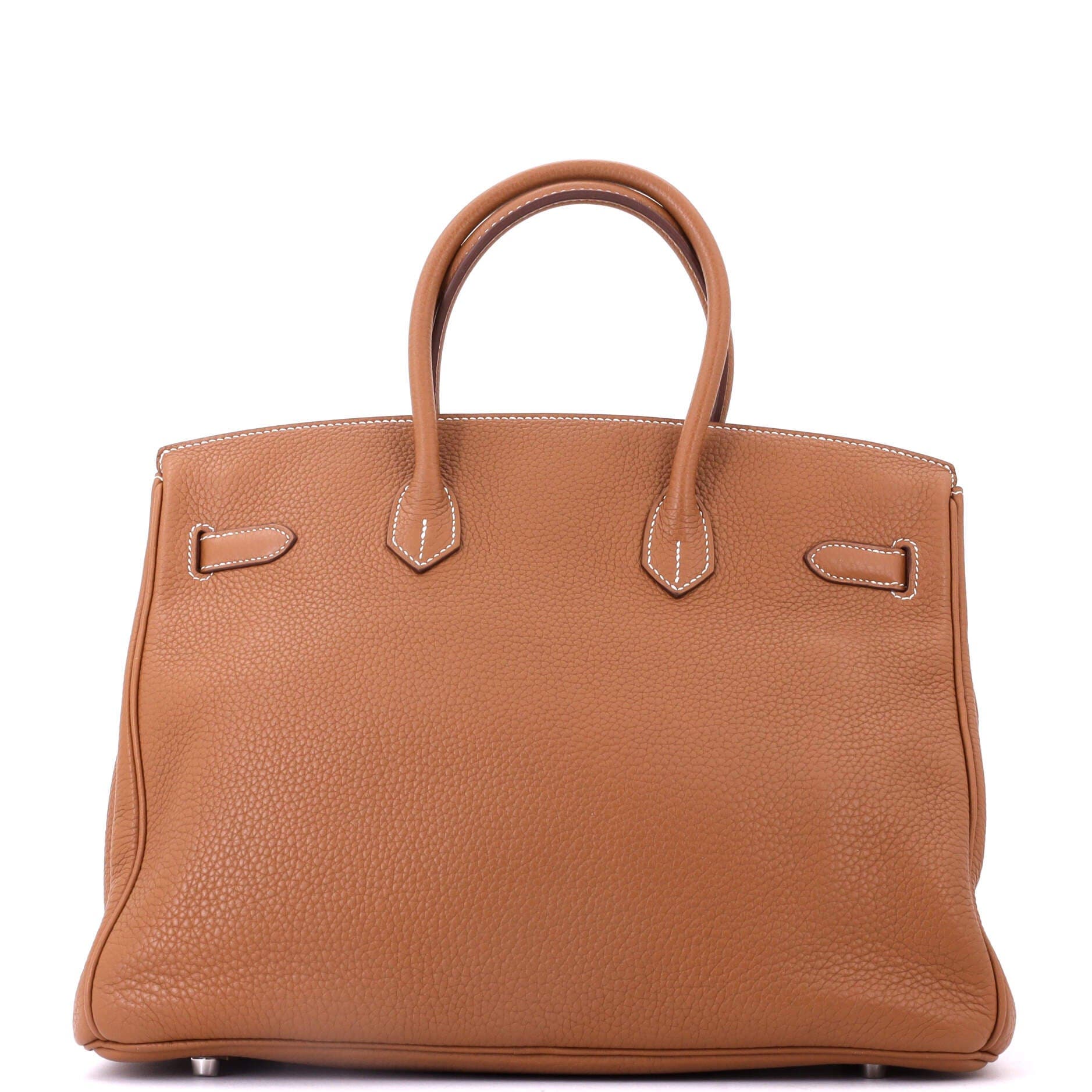 Pre-Owned Hermes Birkin Handbag Brown Clemence with Palladium Hardware 35, Alternate, color, Gold