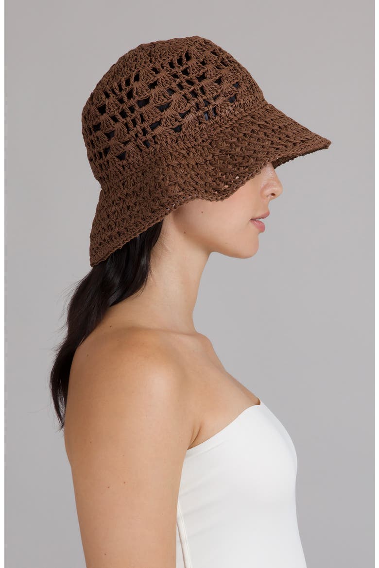 Jonah Crochet Straw Bucket Hat, Alternate, color, CHOCOLATE