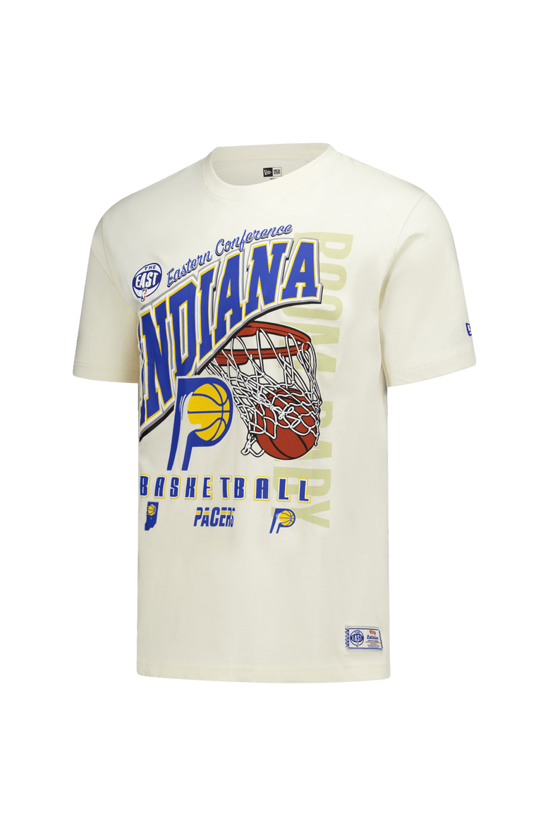 Men's New Era  Cream Indiana Pacers Oversized City Edition Remix Vintage T-Shirt, Alternate, color, Cream