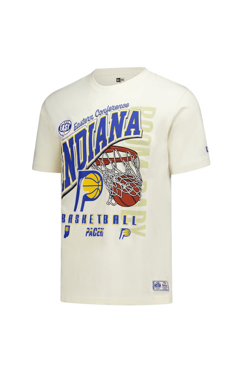 New Era Men's New Era Cream Indiana Pacers Oversized City Edition Remix Vintage T-Shirt, Alternate, color, Cream