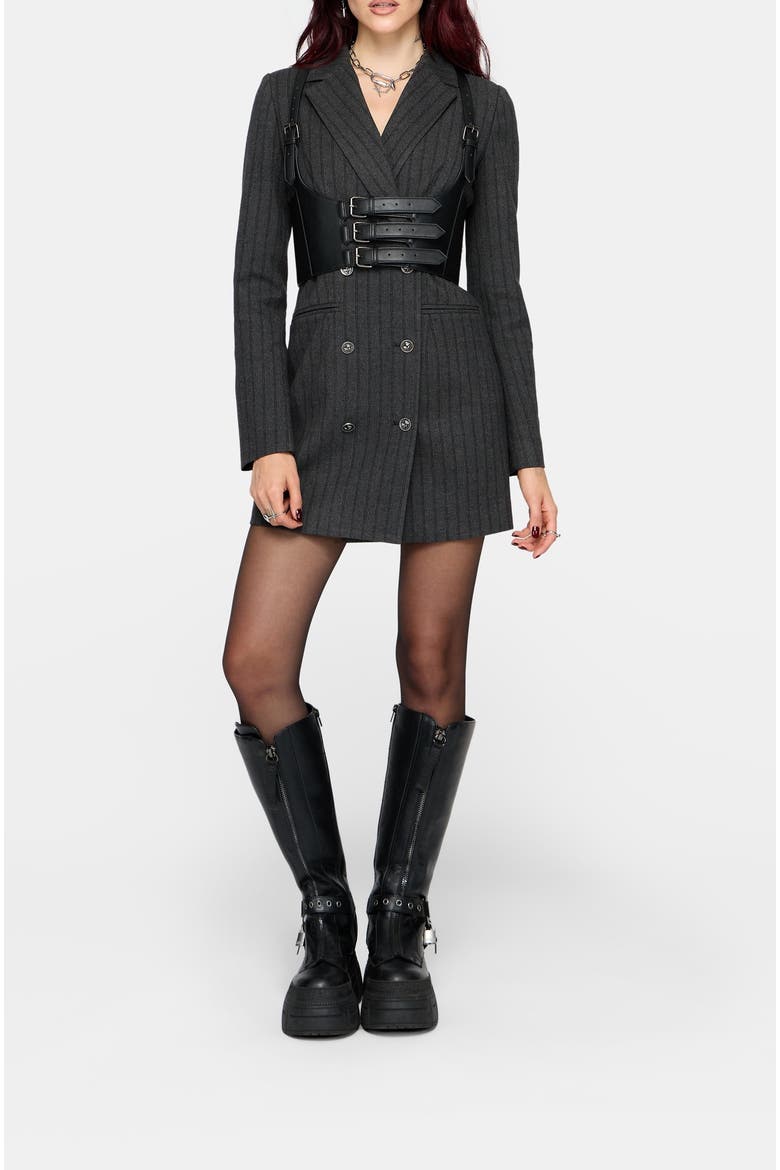 Blair Pinstripe Blazer Dress, Main, color, Charcoal