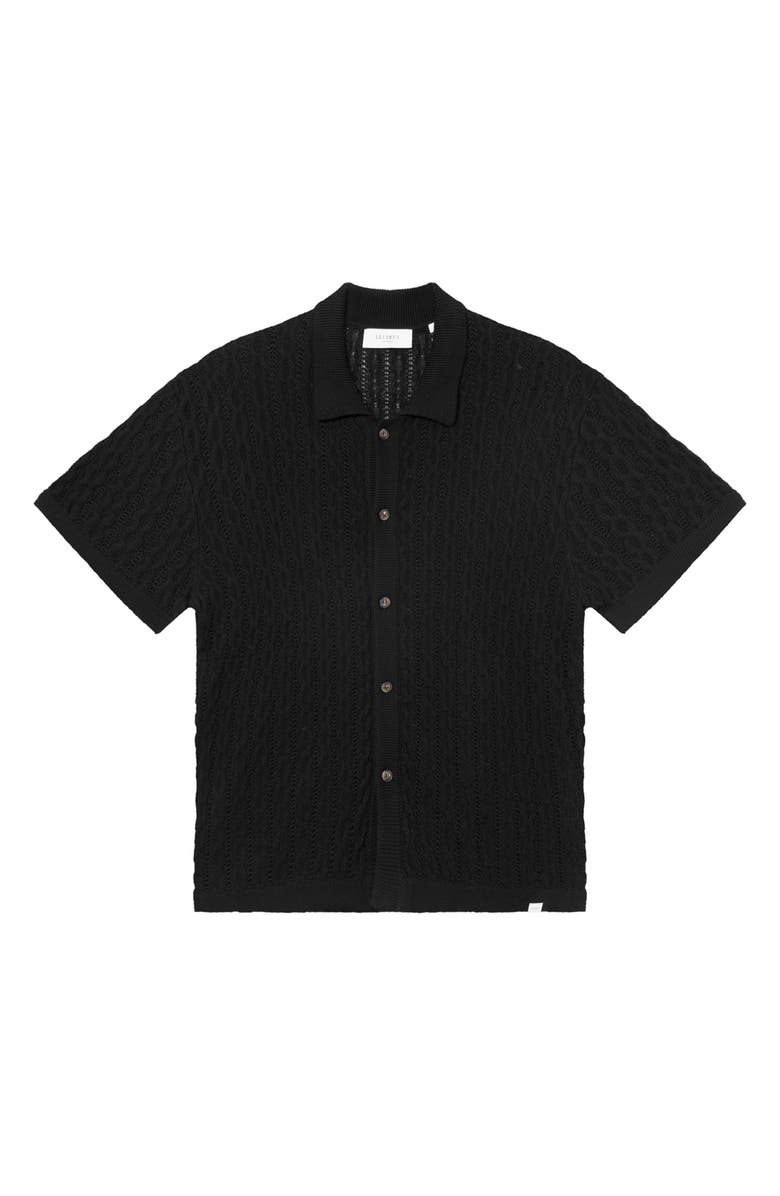 Les Deux Garrett Knit Cotton Short Sleeve Button-Up Shirt, Main, color, 