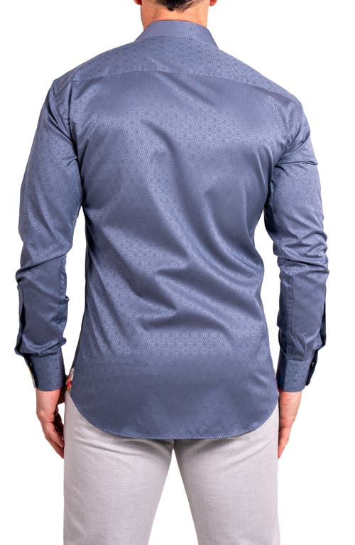 Maceoo Einstein Ascension0080 Grey Geo Floral Cotton Button-up Shirt In Gray