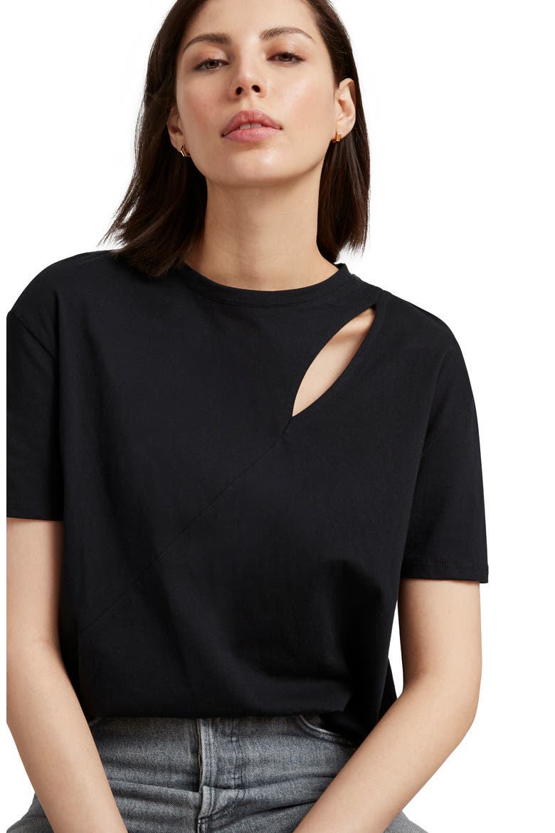 Leonie Cutout Organic Cotton Top, Alternate, color, BLACK