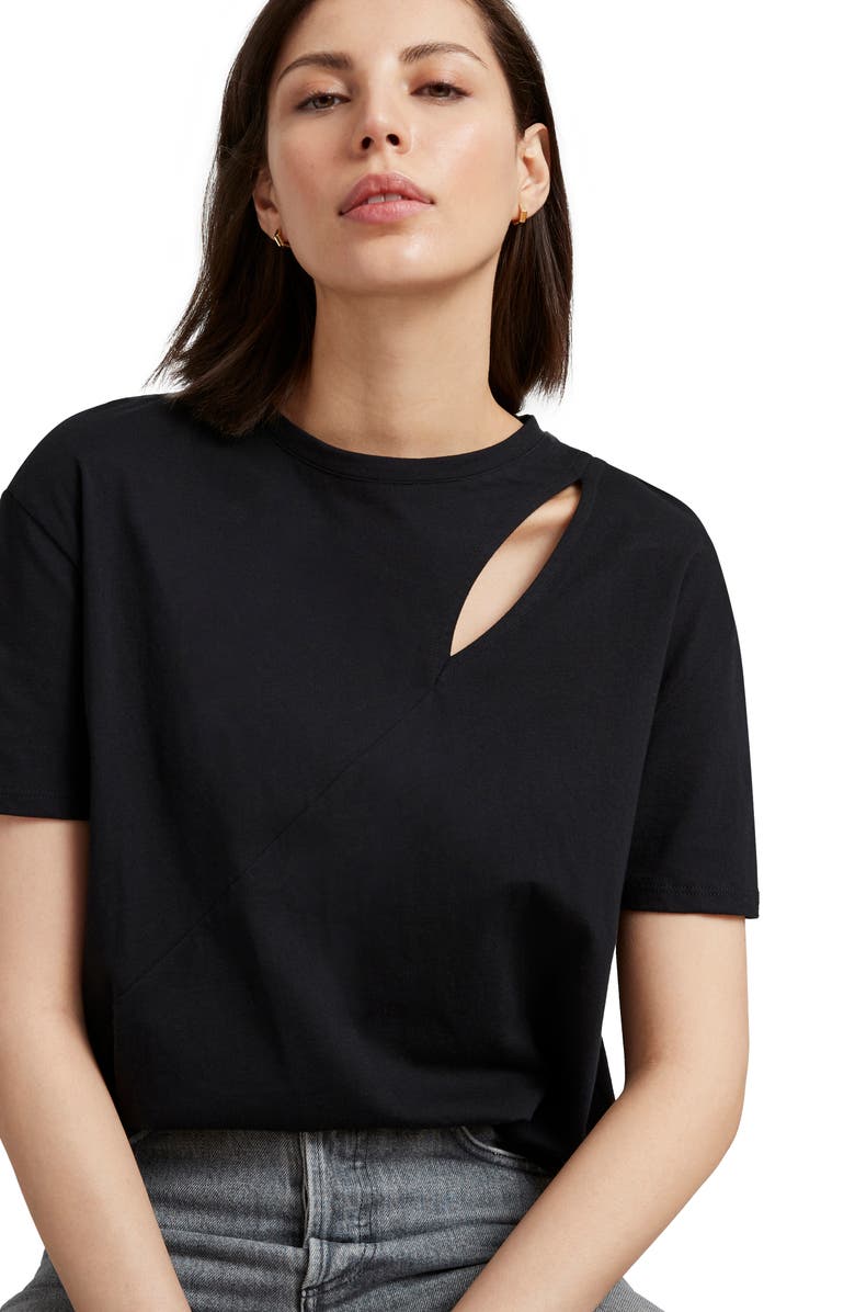 Marcella Leonie Cutout Organic Cotton Top, Alternate, color, Black