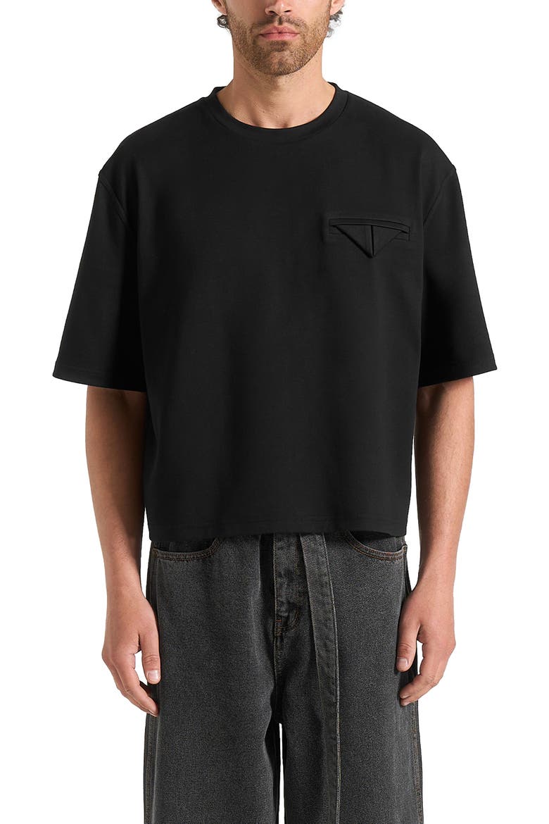 Leon Boxy Cropped T-Shirt, Main, color, Black