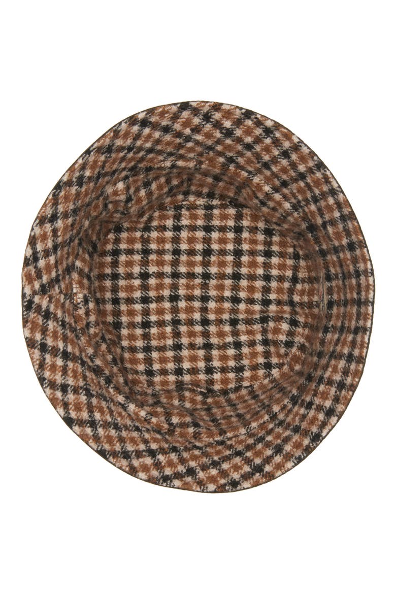 Reversible Check Logo Patch Bucket Hat, Alternate, color, BROWN/ BEIGE CHECK