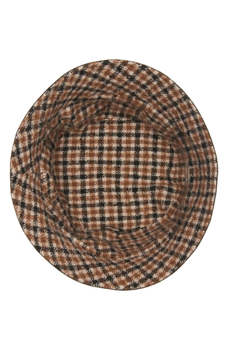 Moncler Reversible Check Logo Patch Bucket Hat, Alternate, color, Brown/ Beige Check