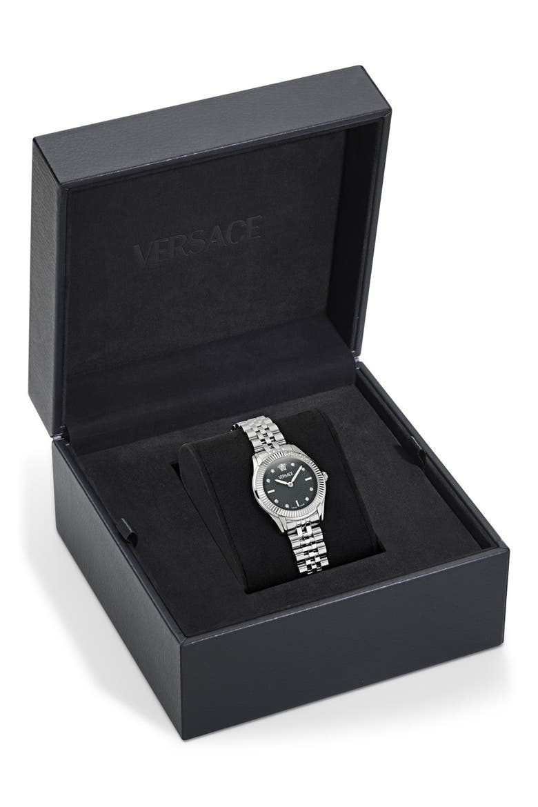 Greca Time Diamond Bracelet Watch, 30mm, Alternate, color, STAINLESS STEEL