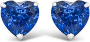 Haus of Brilliance Platinum 6x6 Lab Created Blue Sapphire Heart Solitaire Stud Earrings