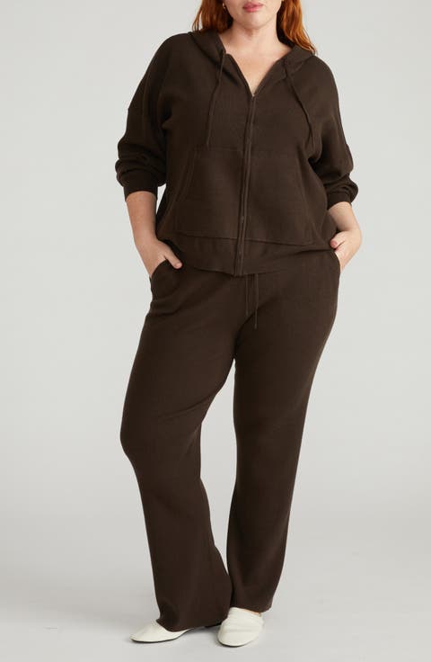 Rib Knit Zip-Up Hoodie