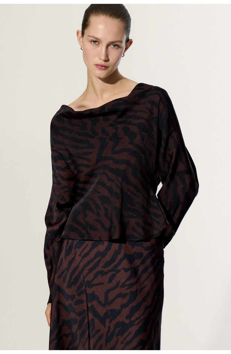 H&M Cowl-neck Top, Alternate, color, Dark Brown/Zebra Print