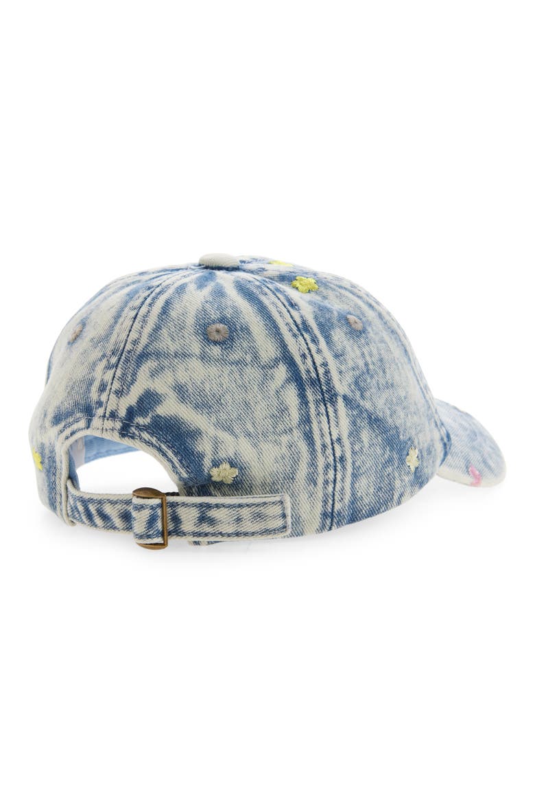 Kids' Floral Embellished Denim Baseball Cap, Alternate, color, WASHED INDIGO