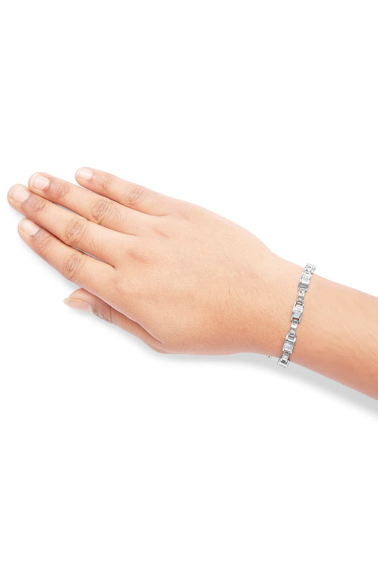 14K White Gold 1.0 Cttw Invisible Set Princess Diamond Link Tennis Bracelet, Alternate, color, White