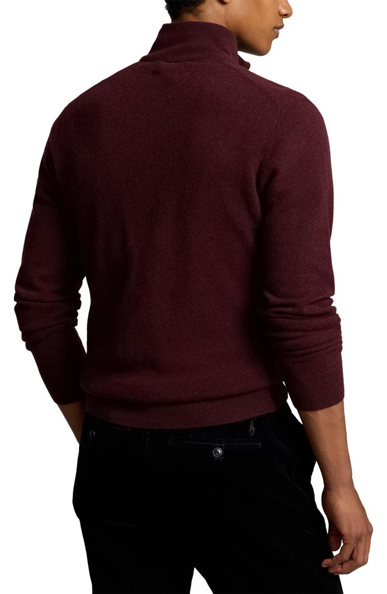 Polo Ralph Lauren Regular Fit Wool Quarter Zip Sweater, Alternate, color, Aged Wine Heather