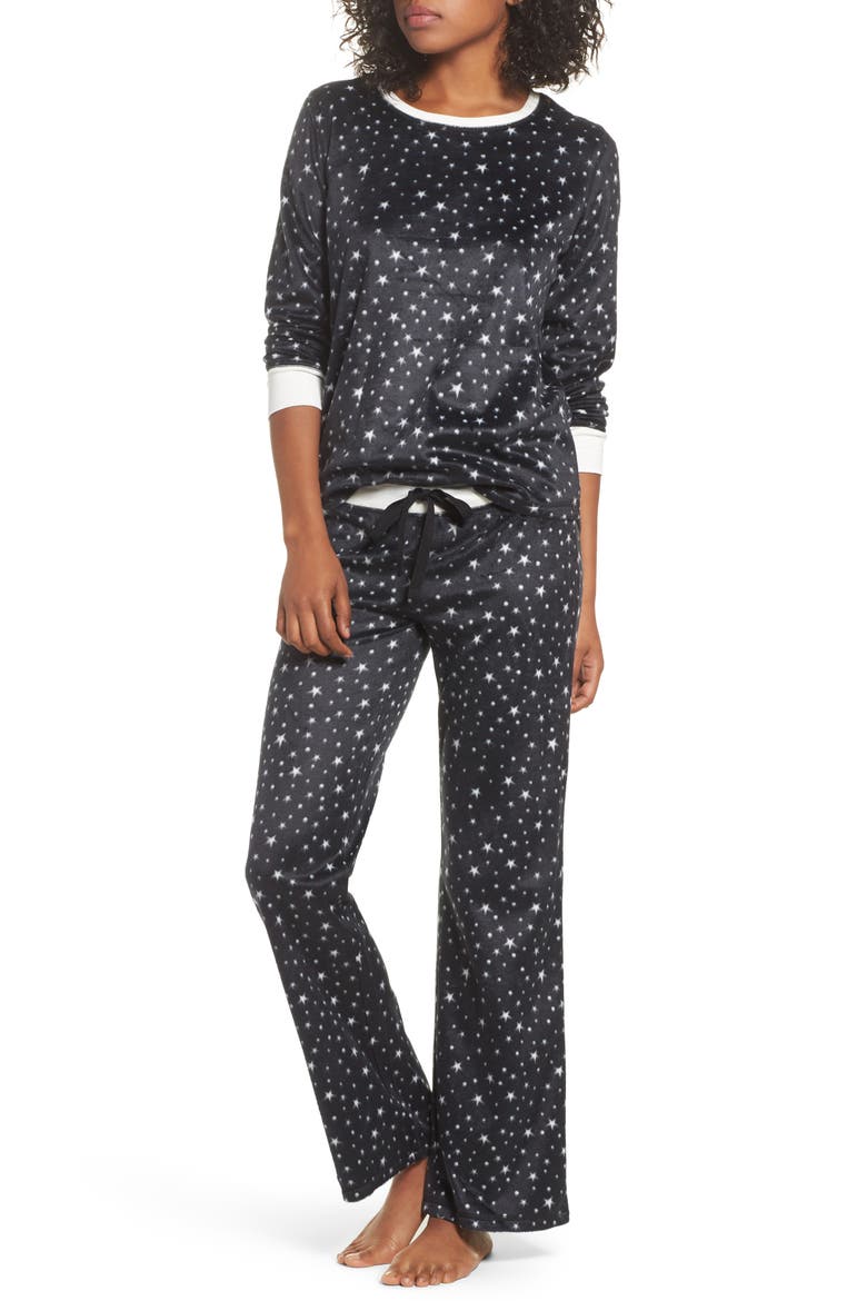 Polar Fleece Pajamas, Main, color, BLACK