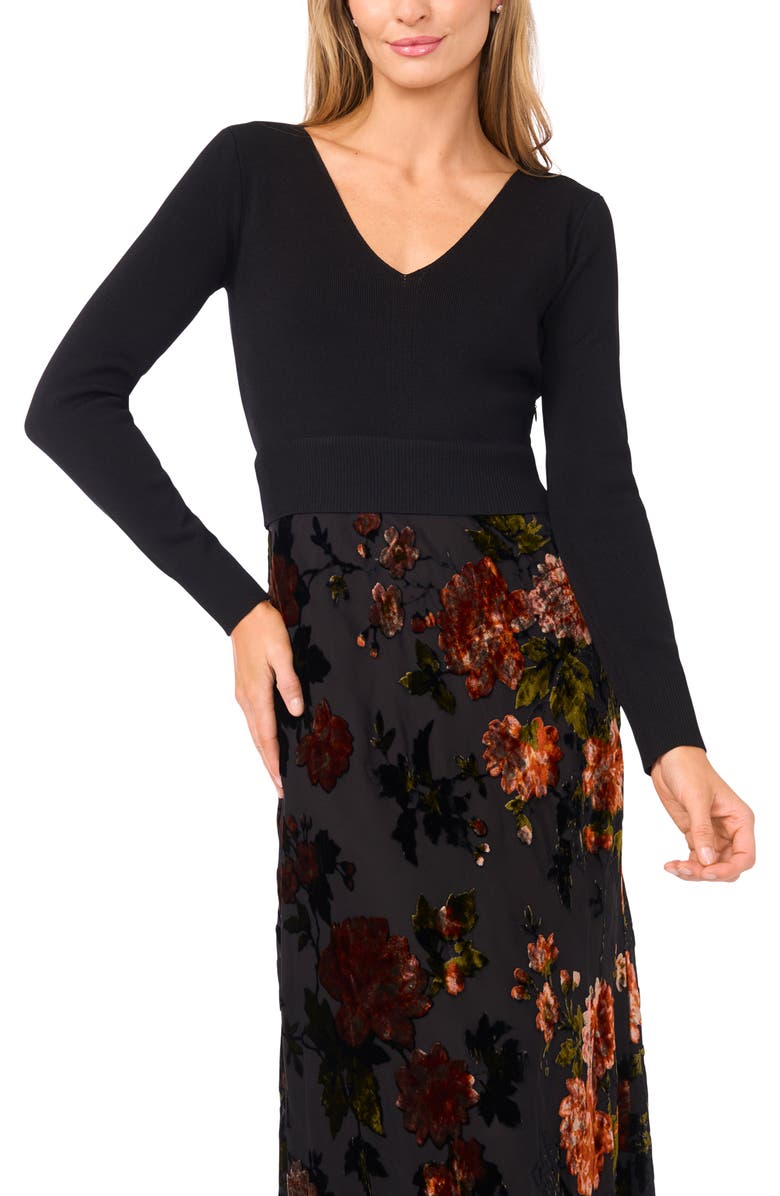 Ted Baker Mixed Media Long Sleeve Midi Dress, Alternate, color, 