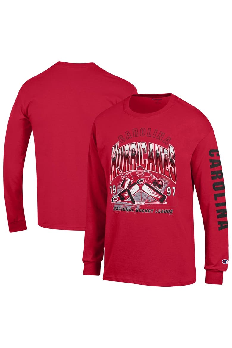 Men's Champion  Red Carolina Hurricanes Long Sleeve Jersey T-Shirt, Main, color, Red