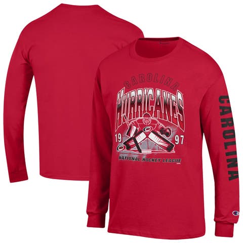 Men's Champion  Red Carolina Hurricanes Long Sleeve Jersey T-Shirt
