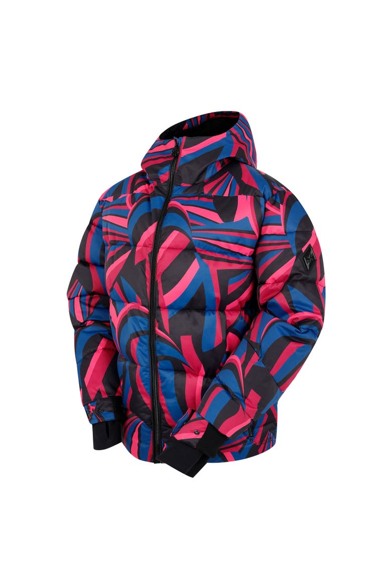 Showcase Patterned Baffled Ski Jacket, Alternate, color, Hot Pink
