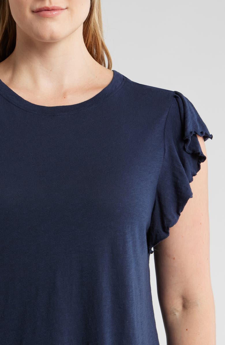 Caslon<sup>®</sup> Flutter Sleeve Cotton Slub Jersey Top, Alternate, color,